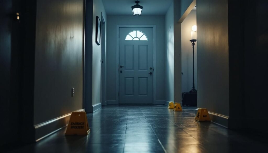 suburban home entryway evidence markers