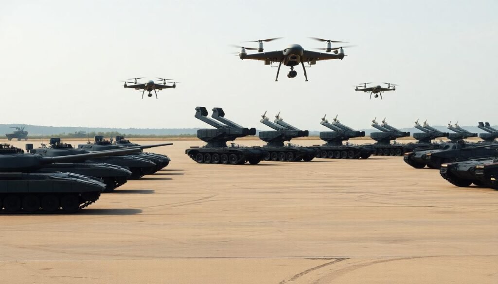 combinedarms modern tanks infantry drones parade