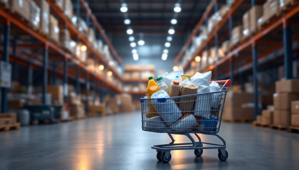 photorealistic shopping cart bulk warehouse